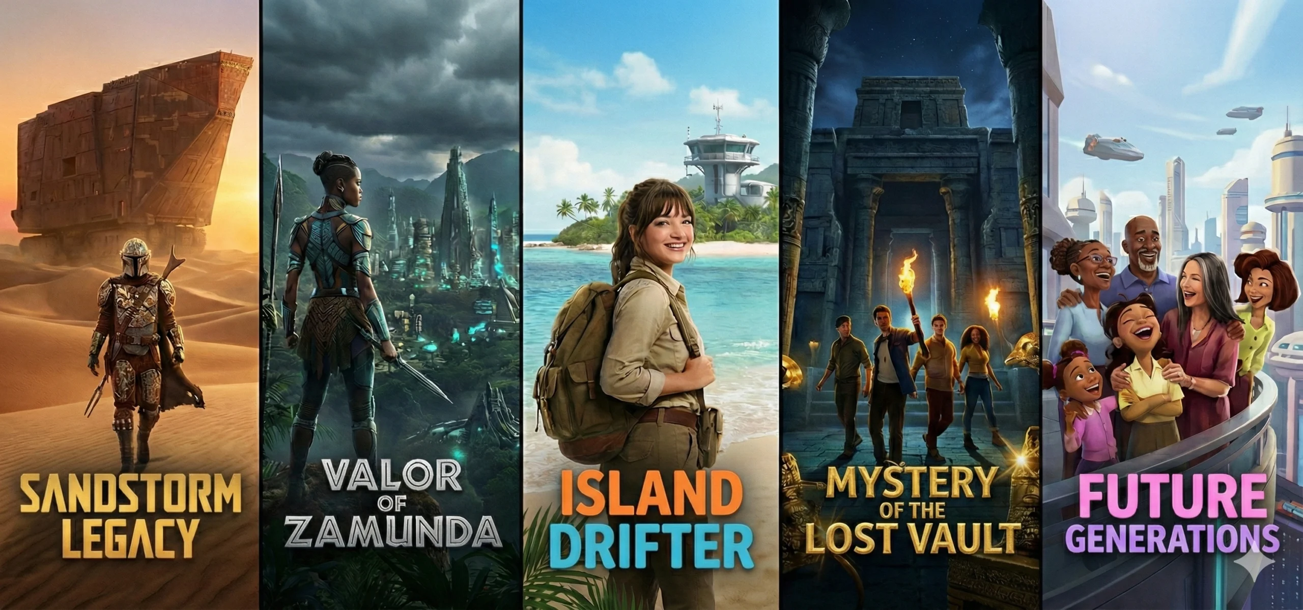 Row of newly added film artwork available in the Channelux on-demand library